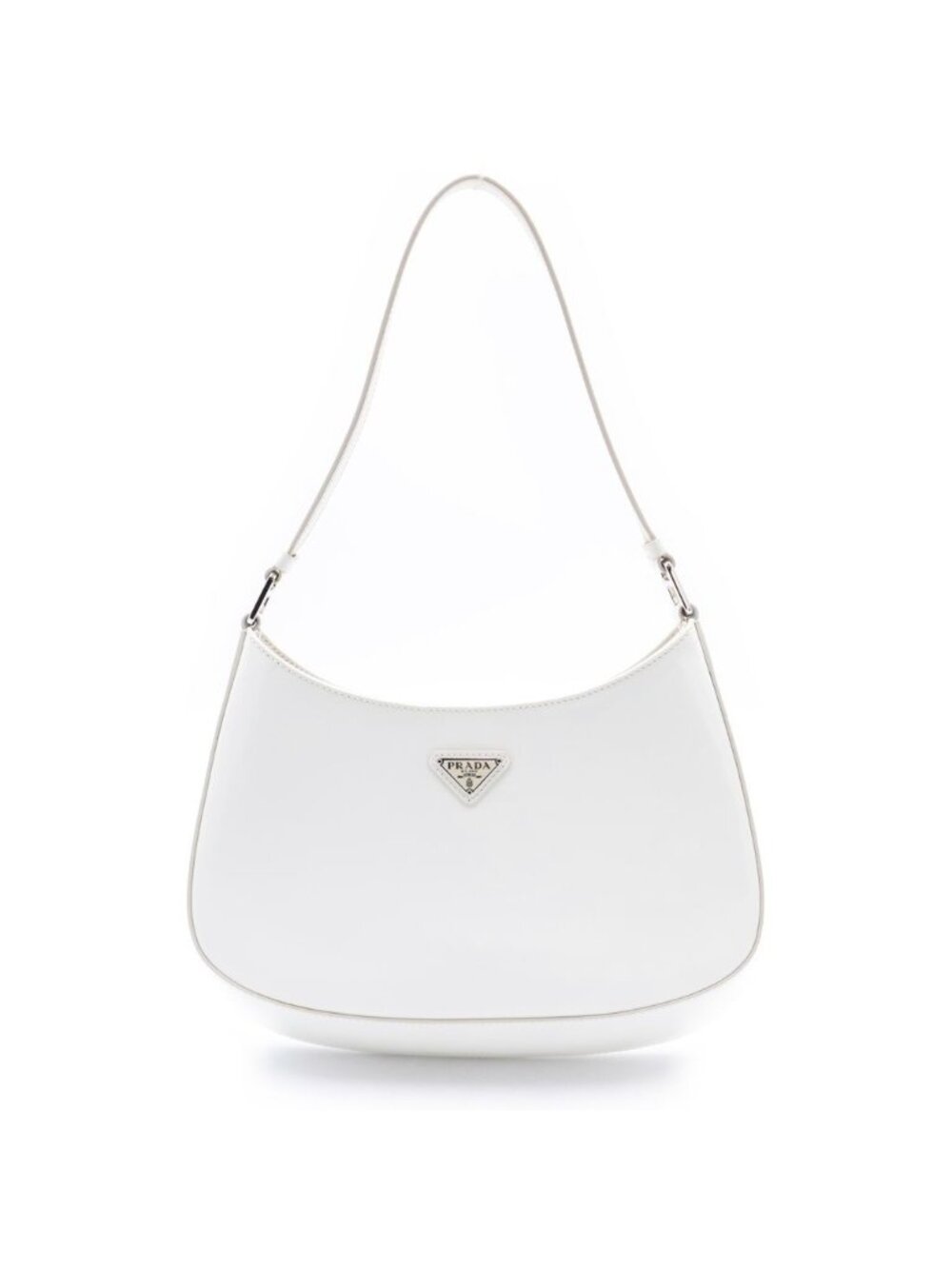Prada Cleo Oh Shoulder Bag White Leather 499 Silver